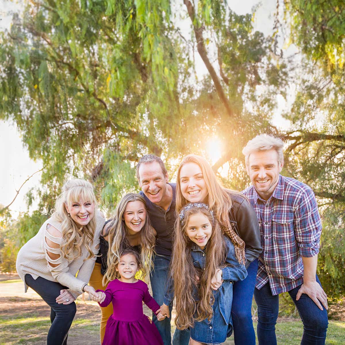 Multigenerational Mixed Race Family Portrait Outdoors.